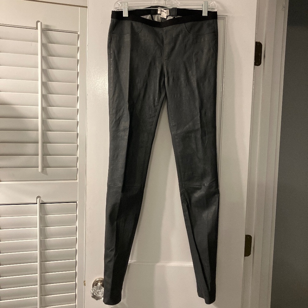 Helmet Lang dark grey lamb skin pull on pants